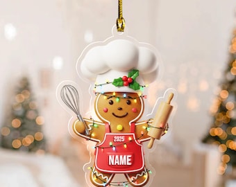 Gingerbread Chef Ornament, Baking Spirits Bright Christmas Ornament, Holiday Gingerbread Man Decor, Christmas Tree Decoration D2NJ10