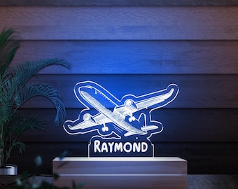 Custom Airplane Night Light, Personalized Airplane Gift Ideas, Gift for Airplane Lover, Aviation Lovers Gift D2IF28