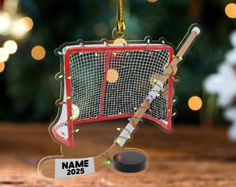 Custom Name Hockey 2025 Ornament, Personalized 2D Hockey Ornament, Christmas Sports 2d flat Gift, Acrylic/Wooden Sport Ornament JCRD19-8