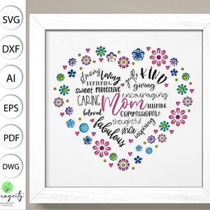 Madre Fiore 3D Shadow Box Svg, Citazioni della madre 3D Box Svg, Love Mom 3D Light Box Svg, Happy Mothers Day 3D Box Svg, Cartoncino a strati Art