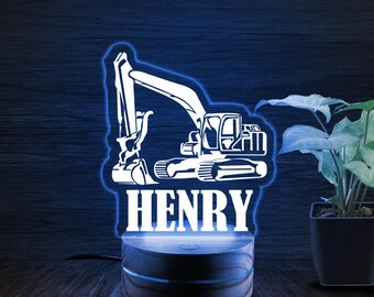Excavator, Night Light, Personalized Night Lights Kids, Night Lights,Bedroom Night Lights,Kids Bedroom Decor,Night Lights for Boy B-06012333