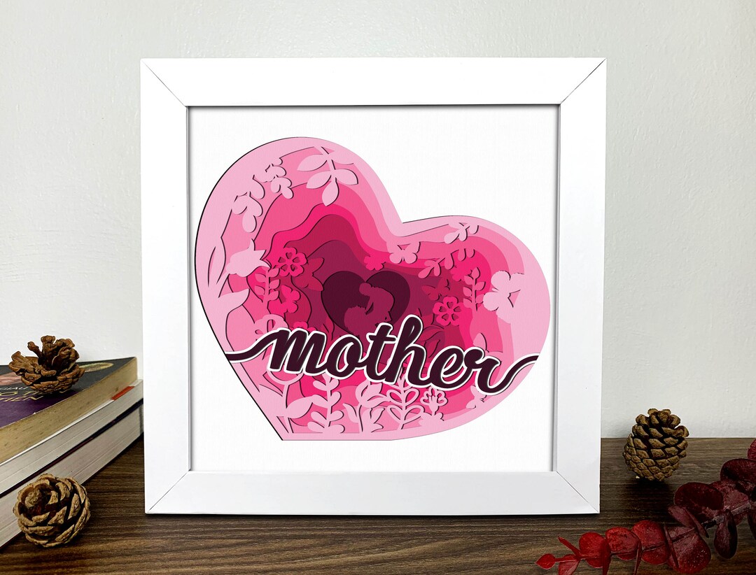Mother Day Shadow Box 3D Svg ,mother Day 3D Svg ,mother 3D Box Svg