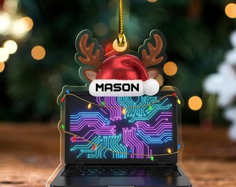 Custom Name Computer Programmer Laptop Code Personalized Ornament, Christmas Tree Hanging Decor, Christmas Ornament D2LV11