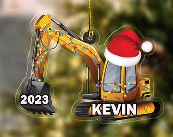 Customized Christmas Excavator Construction Ornament, Excavator Lover Gift, Excavator Ornament Christmas Tree Hanging NEXD21