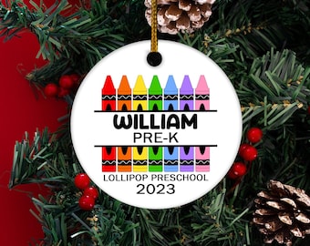 School Ornament Personalized with Name and Grade, Kindergarten Ornament with Picture, Preschool Ornament Christmas,Kids Ornament 2024 BXLD23