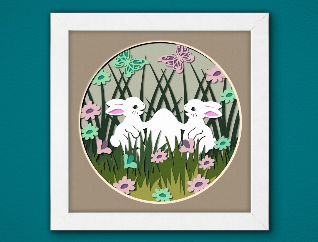 Happy Easter Shadow Box 3D Svg,cute Rabbit Easter Svg, Rabbit Egg Svg ...