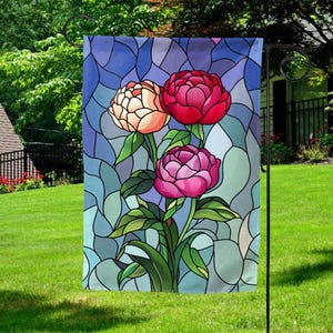 Birth Month Flower Flag, Floral Inspired Stained Glass Grandma&#39;s Garden Flag, Gift For Mom, Happy Mother&#39;s Day Gift 2025 NGPN09-11