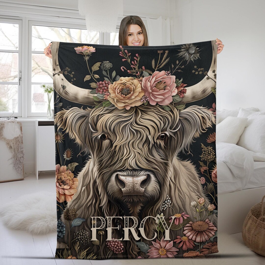 JRXY Highland Cow Blanket Sunflower Farm Animal Christmas Birthday Gifts for Cow Lovers Gifts for Women Kids Adults Soft Throw Warm Lightweight Cozy