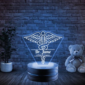 LED Desk Lamp with Medicine Sign | Doctor, Surgeon, Cardiologist Gift | Medical Student Graduation Keepsake | Thank You or Birthday BYMV06