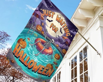 Summerween Garden Flag Skeleton Yard Decor Funny Summer Garden Decor Trendy Outdoor Sign Halloween Lawn Decor Summer Halloween Flag BZGW06