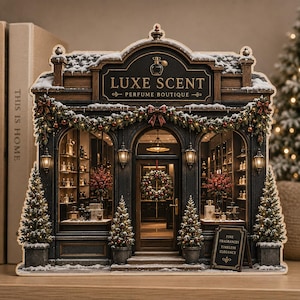 Custom Perfume Boutique With Name Wooden Block 2D Flat - 1 Layer Elegant Storefront JDPY11-RD