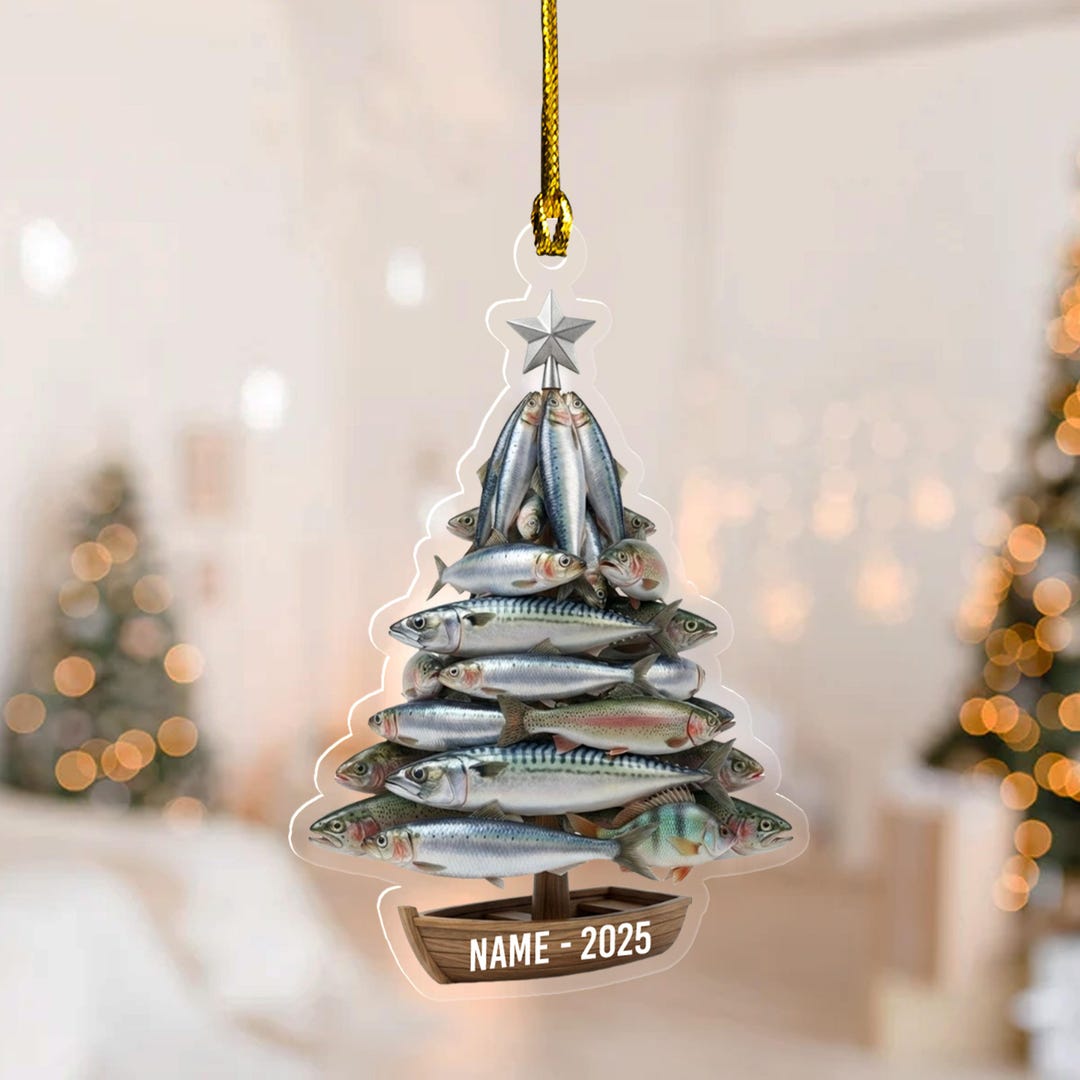 Personalized Merry Fishmas Tree Ornament, Fishing Ornament,fishing ...