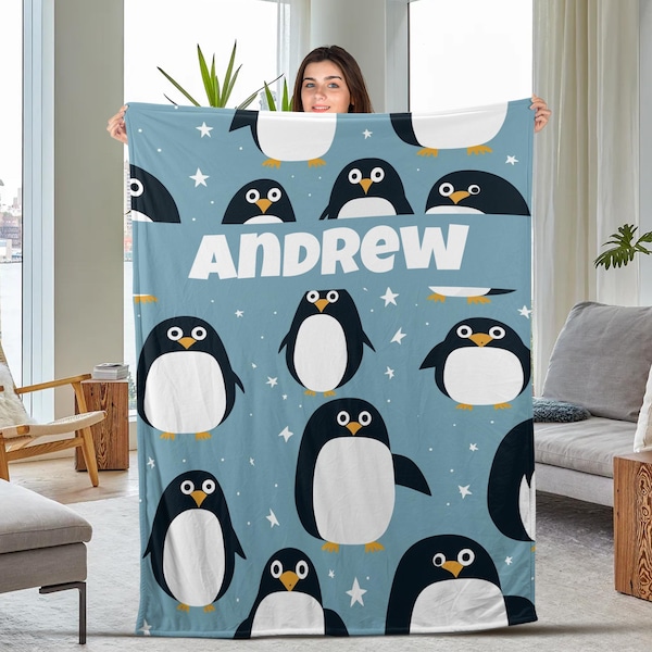 Snow Polka Dot Penguin Pattern Print Hooded Blanket