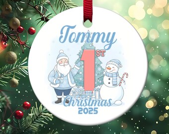 Personalized Baby’s First Christmas Ornament, Custom Name 1st Christmas Keepsake G5PS16