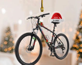 Personalized Bicycle Christmas Ornament, 2d FLAT Ornament, Cycling Ornament, Bicycle Christmas Gift for Bicycle Rider, Bike Ornament NGWZ09