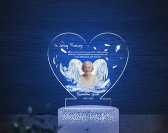 Custom Personalized Photo LED Wood Stand Room Night Light Up Table Lamp In Loving Memory Memorial Gift D2JJ16
