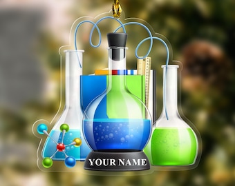 Science Lab Ornament For Scientist, Lab Week, Chemistry Lover, Biology Xmas Ornament,Science Lover Gift, Science Club,Laboratory Gift DZN482