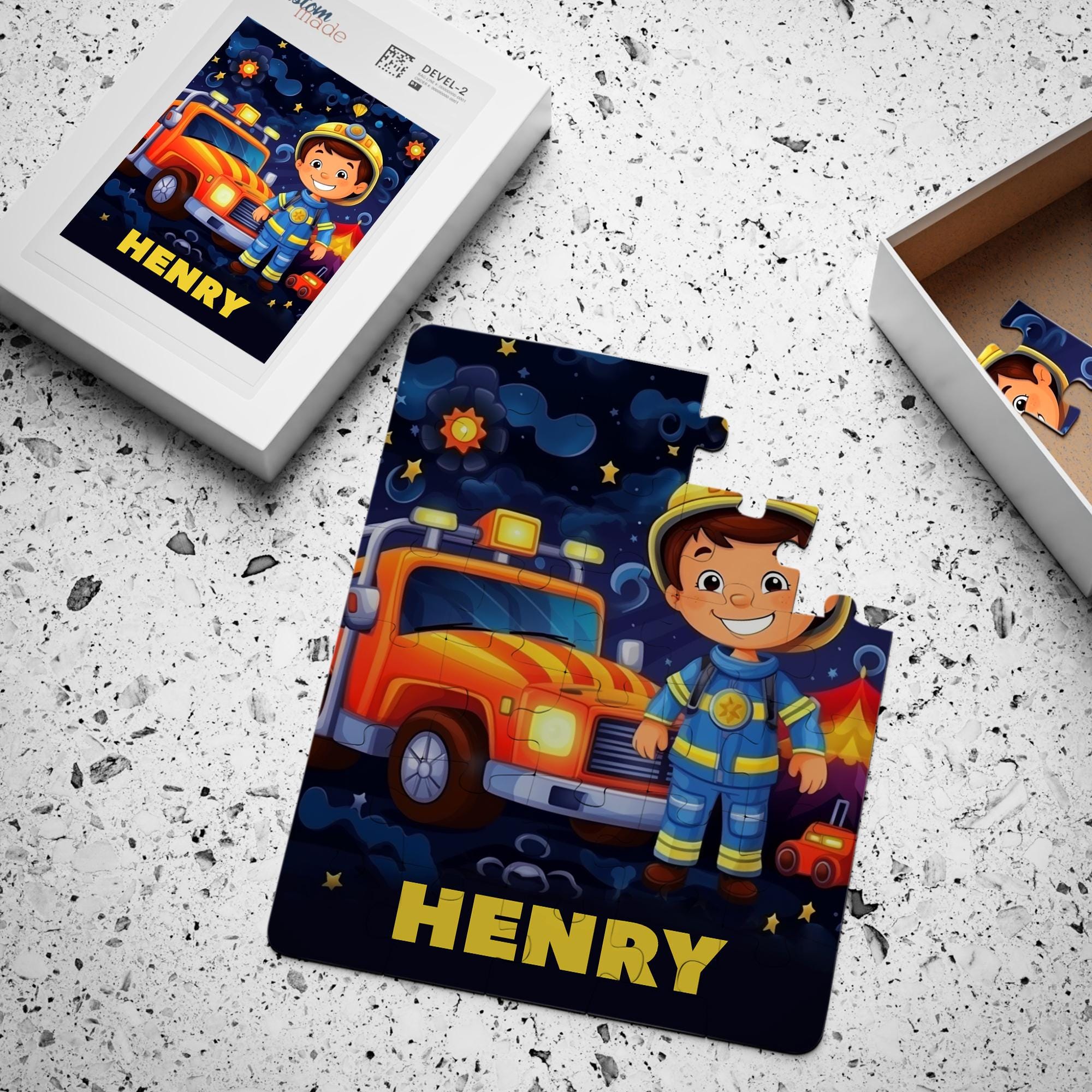 Fire Truck Puzzle - Custom Puzzle - Personalized Puzzle - Birthday Gifts, Personalized Gifts, Firefighter D1FR37