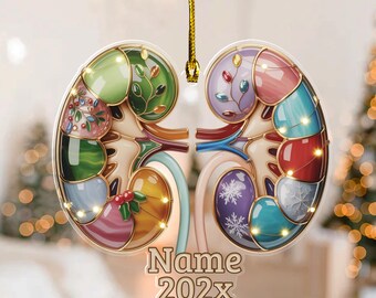 Anatomical Kidneys Ornament, Flat 2D Kidneys Ornament, Gift for Dialysis Nurse, Double Kidney Ornament, Kidney Nurse, Nurse Crew Gift NGWS30
