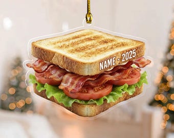 Personalized Sandwich Christmas Ornament, Gift For Food Lovers, Sandwich Ornament, Lunch Lover Keepsake,Comfort Food, Funny Xmas Gift NGX258