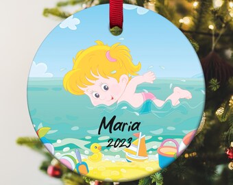 Swimming Male, Female Christmas Ornament Personalized, Swimmer Boy Girl Ornament, Learn To Swim, Swim Team Gift SG3OS21