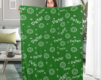 Personalized Soccer Blanket with your name,Sports gift, soccer gift boys girls,gift for soccer player,soccer team gift,custom blanket DZON23