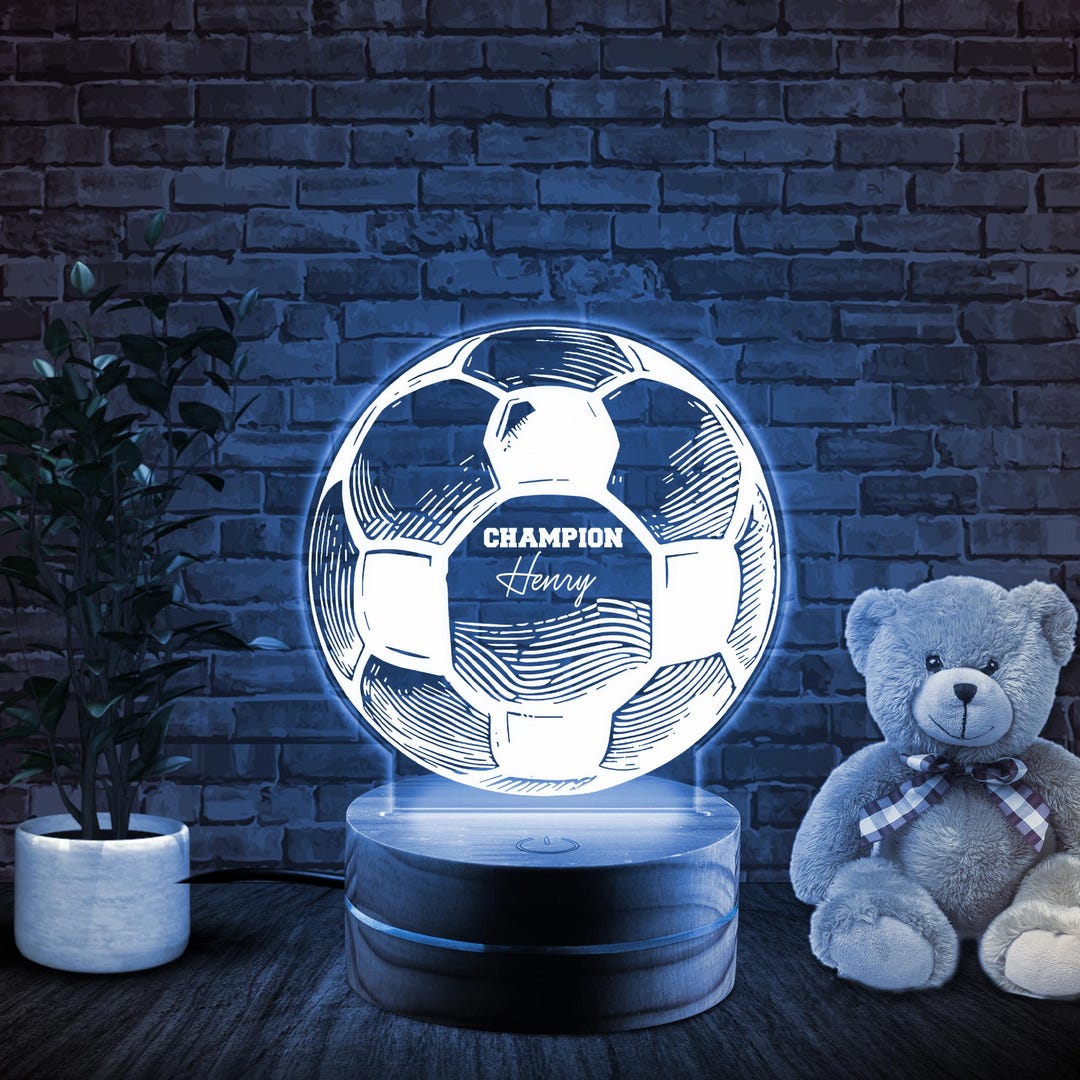 Personalized 3D Soccer LED Lamp | Custom Football Night Light | Gift ...
