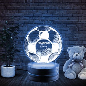 Personalized 3D Soccer LED Lamp | Custom Football Night Light | Gift for Soccer Fans with Name & Jersey Number | Unique Sports Decor BYMV19