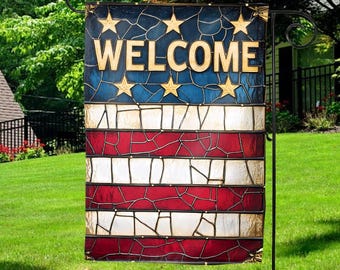 Patriotic Garden Flag Patriotic Decor Patriotic Yard Decor Campsite Gift Welcome Flag Yard Art Outdoor Patriotic Welcome Flag USA D2HP25