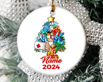 Personalized Nurse Christmas Ornament, Xmas Medical Ornament, Christmas Gift for Nurse, Funny Christmas Ornament, Christmas RN Gift CZJN21