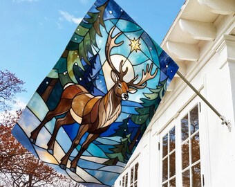 Christmas Stained Glass Garden Flag, Nativity Winter Yard Decor, Religious Holiday Outdoor Banner, Christmas Garden Gift C2HT23-2