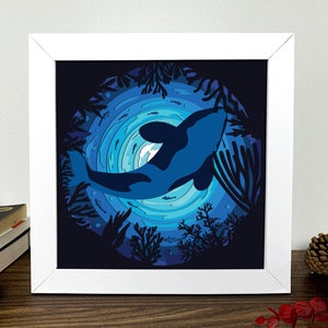 Killer Whale Shadow Box 3D Svg,Killer Whale 3D Svg,Killer Whale 3D Box Svg,Killer Whale Light Box,Layered Cardstock Art, Shadow Box Template