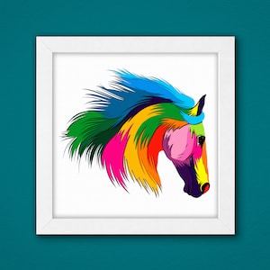 Svg 3D coloré de boîte d'ombre de cheval, cheval coloré 3D, Svg de boîte 3D de cheval, Svg de boîte lumineuse de cheval, art de papier cartonné en couches, modèle de boîte d'ombre