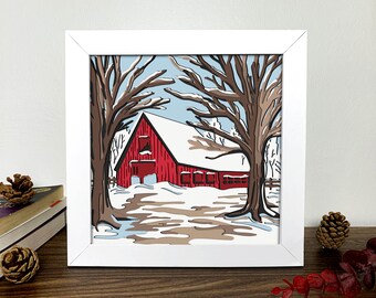 Farm House Shadow Box 3D Svg,Farm House 3D Svg ,Farm House 3D Box Svg ,Farm House Light Box Svg ,Layered Cardstock Art, Shadow Box Template