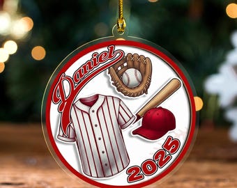 Personalized Baseball Player Ornament Custom Team Jersey Christmas Decoration BZJS24