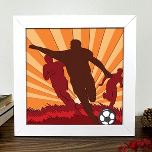 Voetbal Shadow Box 3D Svg, Voetbal 3D Svg, Voetbal 3D Box Svg, Voetbal Light Box Svg, Gelaagde Cardstock Art, Shadow Box Template