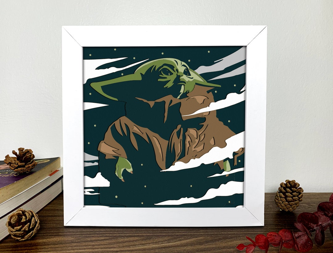 Baby Yoda Shadow Box Svg ,baby Yoda 3D Svg ,star Wars 3D Svg ,star Wars