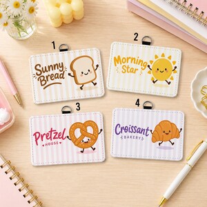 Bread ID Badge Holder, Kawaii Food Badge Wallet, Croissant Pretzel Card Holder, Bakery Lover Gift, Teacher Nurse Work Badge Case GALV04