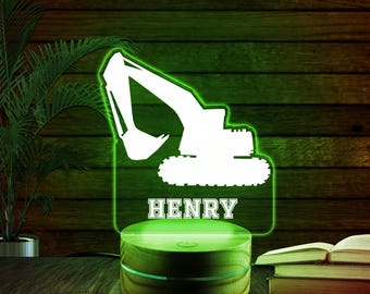 Excavator, Night Light, Personalized Night Lights Kids, Night Lights, Bedroom Night Lights, Kids Bedroom , Night Lights for Boy B-03012333