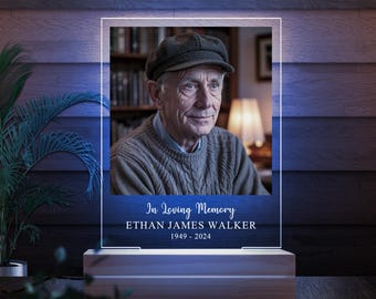 Custom Personalized Photo LED Wood Stand Room Night Light Up Table Lamp In Loving Memory Memorial Gift D2JJ18