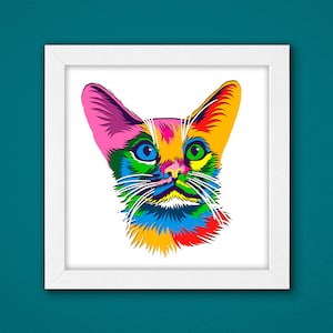 Coloful Cat Shadow Box 3D Svg, Coloful Cat 3D Svg Svg ,Cat 3D Box Svg ,Cat Light Box Svg ,Layered Cardstock Art, Shadow Box Template