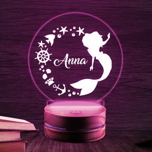 Mermaid Kids Personalized Acrylic Night Light | Perfect Birthday Gift for Girls or Boys Custom Name Handmade Led Kids Bedroom  B-07022351