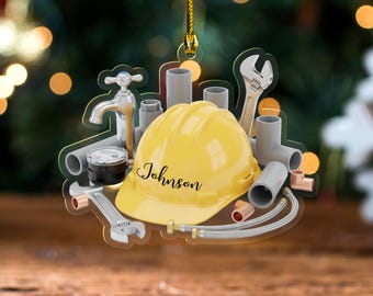 Personalized Plumber Tool Ornament,Christmas Tree Decor For Plumber, Plumber Christmas Ornament,Fix It,Contractor Ornament D2MK15
