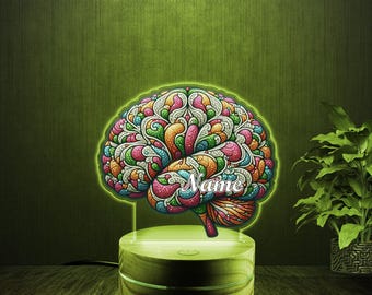 Brain Personalized LED Night Light, RC, Perfect for Students, Science Lovers & Gifts D1DE34
