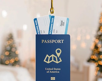 Passport Travel Christmas Ornament, Travel Adventures Ornament, Custom Passport Ornament, Travel Gift for Traveler,Travel Lover Gift NGXW16