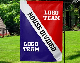 Custom House Divided Flag,College Football,Hockey, Basketball,Baseball, More Teams,Any Teams,Any League, Any College, Any Combination BYGL50