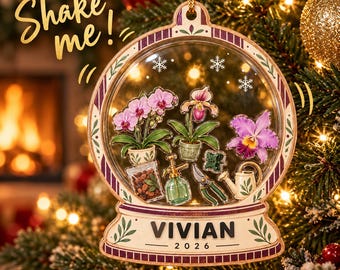 Orchid Lover Christmas Shaker Ornament, Personalized Indoor Flower Gardening Keepsake, Custom Name - BAIE05-RD