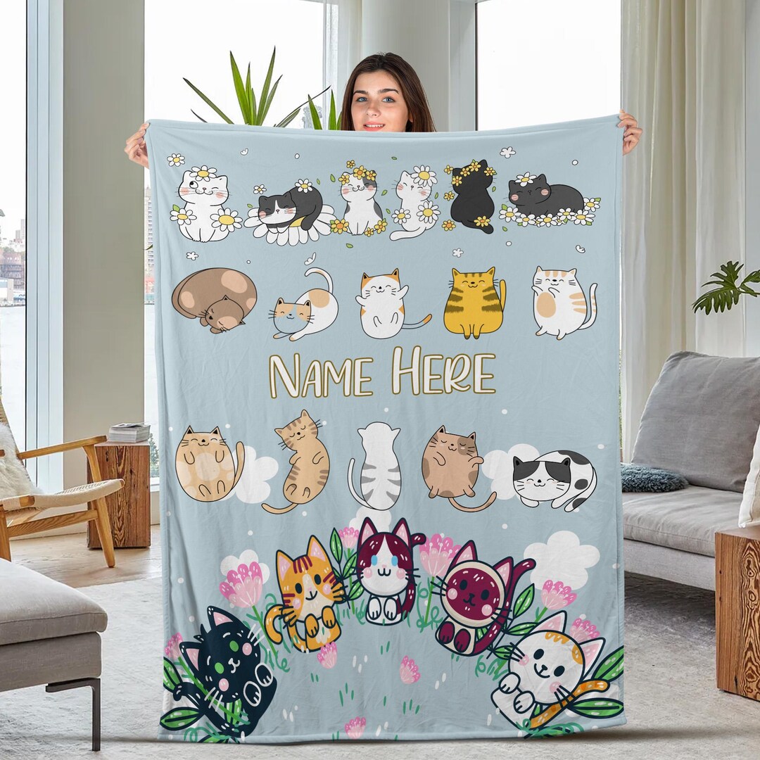 Personalized Cat Photo Fleece Throw Blanket & Quilt - Upload Photo - Gift Idea for Cat Lovers