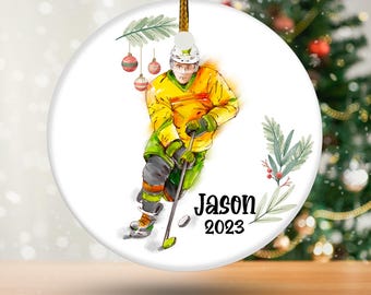 Ice Hockey Player Ornament, 2024 Custom Hockey Team Gift, Hockey Coach Gift, Hockey Player Ornament, Personalized Hockey Ornament SG3OS19