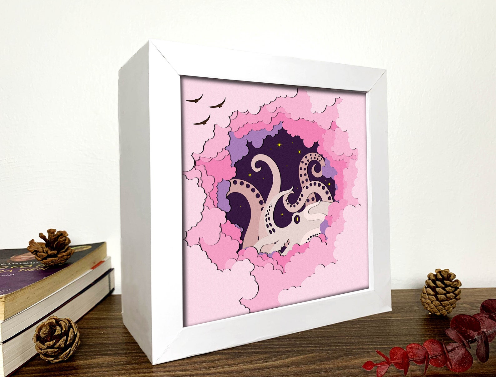 Octopus Shadow Box 3D Svg ,octopus 3D Svg ,octopus 3D Box Svg ,octopus ...